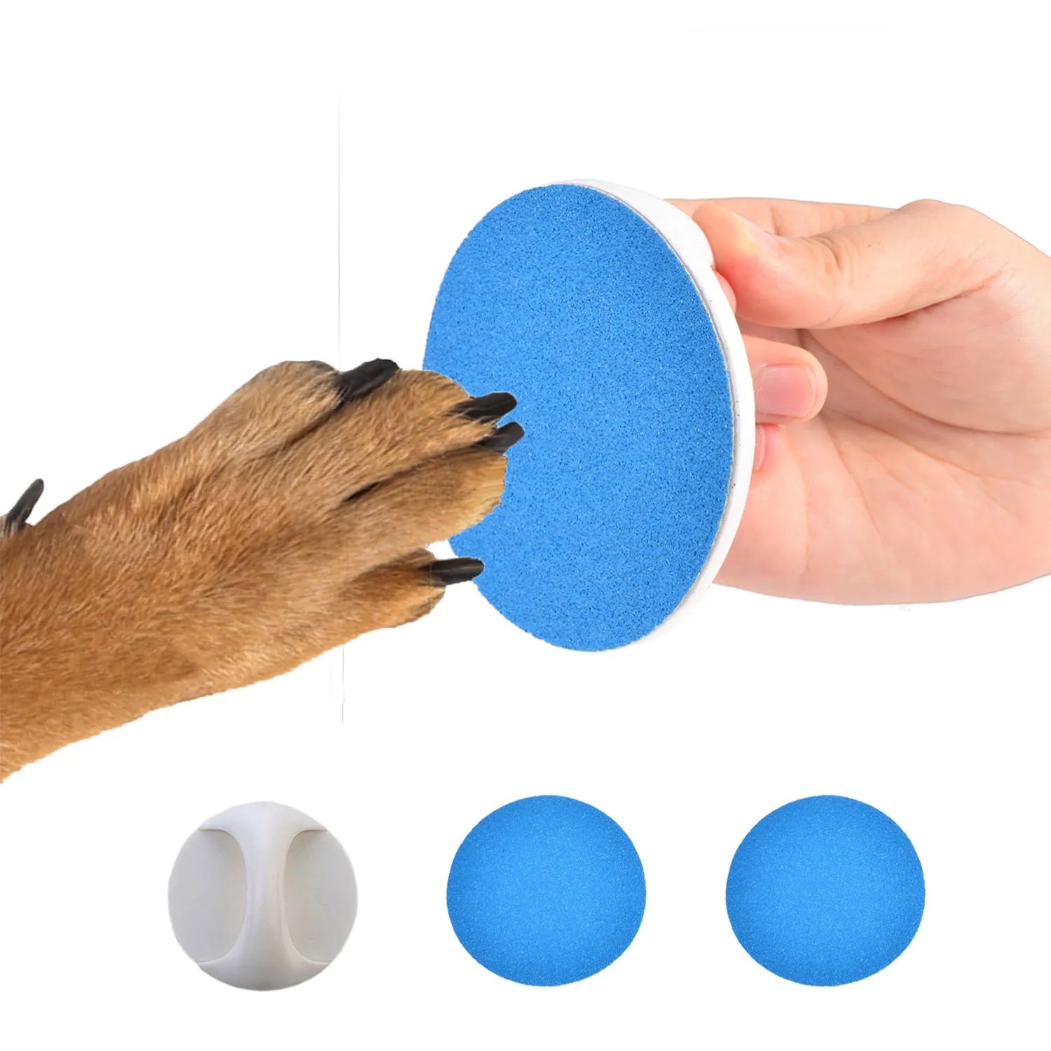Square dog nail file grooming board with ergonomic handle in one of four colour options.