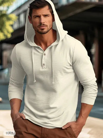 Cotton pullover hoodie in dark blue colour with European and American sizing