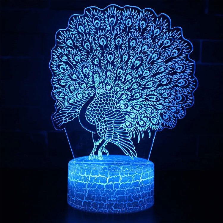 Colourful 3D acrylic USB table lamp with touch control on a 9.5x4cm base.