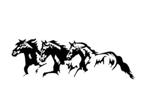 Three horses design car decal sticker measuring 25 by 8 cm in four colour options