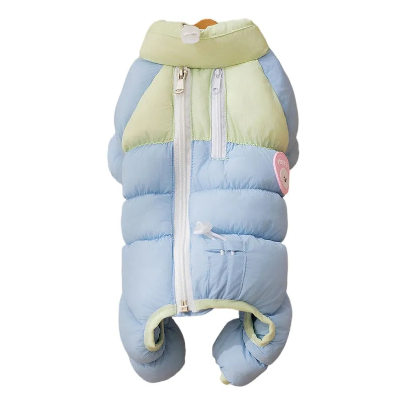 Macaron blue thickened cotton zipper pet jacket for small dogs and cats
