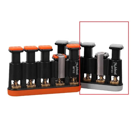 Grey and orange non-slip silicone finger trainer for musical hand development