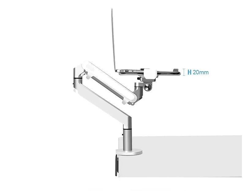 Aluminium computer stand with air pressure arm bracket in black or silver colour