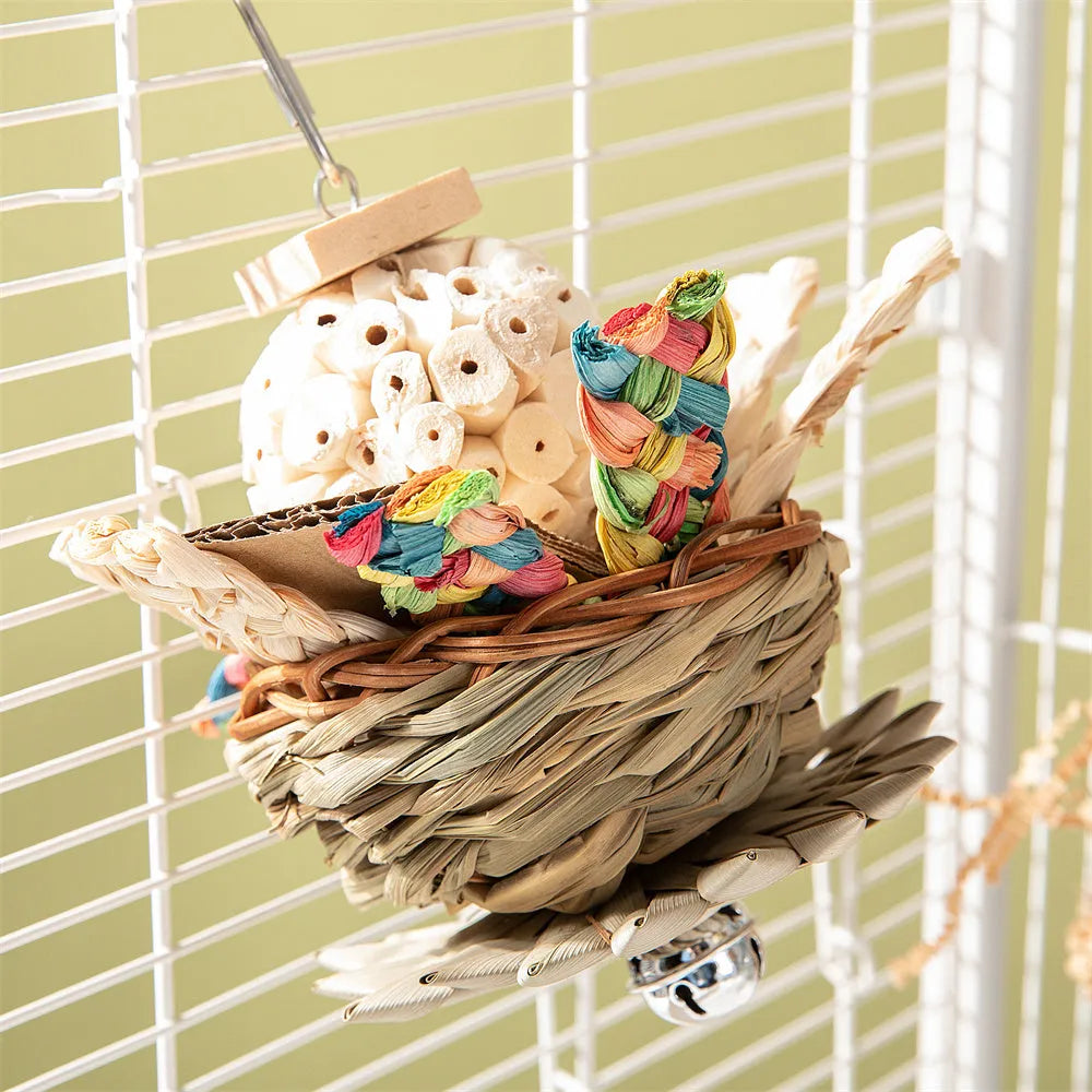 Parrot gnawing toy for beak exercise with weight option specifications