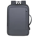 Large capacity waterproof backpack in black or grey Oxford cloth with curved shoulder strap and hand-carry handle