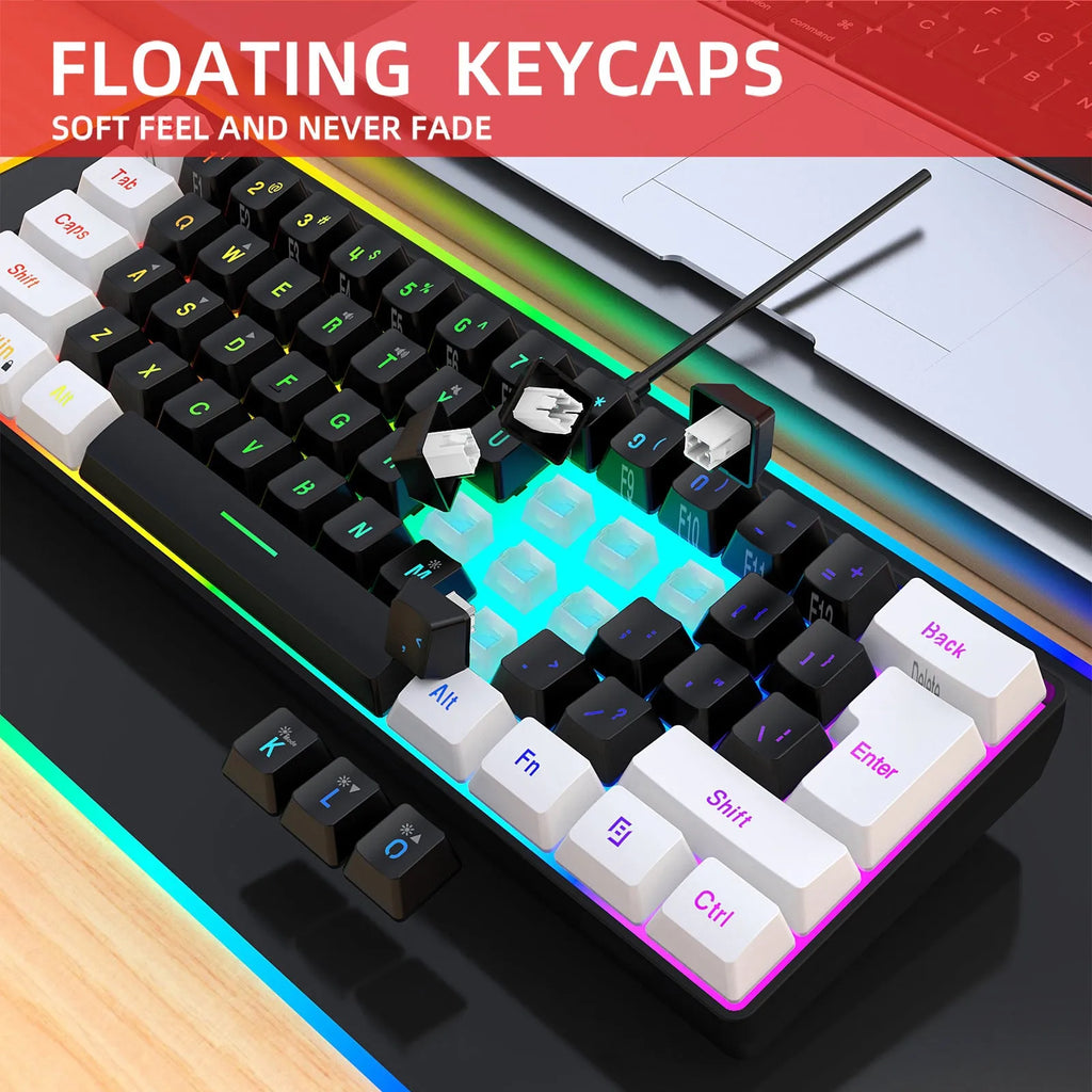 Wired 61 key membrane keyboard with USB cable in white and black colour option