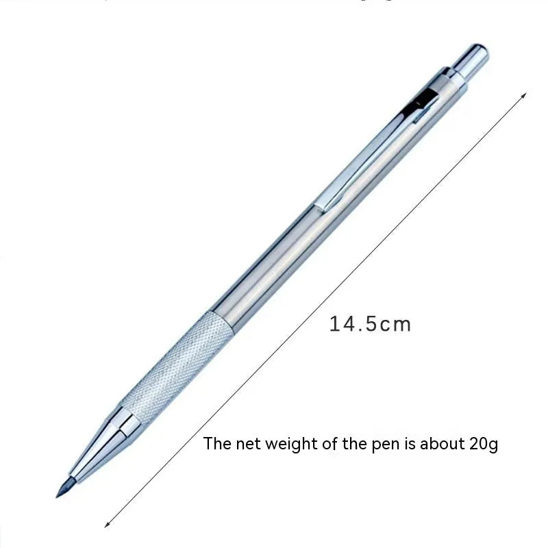 Metal automatic mechanical pencil with 0.5mm to 2.0mm lead size options