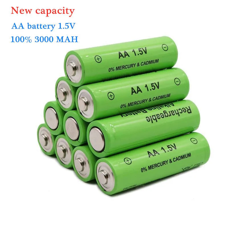 Green coloured 3000mAh rechargeable alkaline AA battery