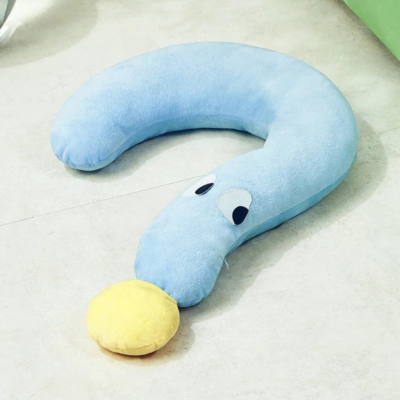 Blue or yellow rectangular pet sleeping pillow measuring 62cm by 39cm on a floor.