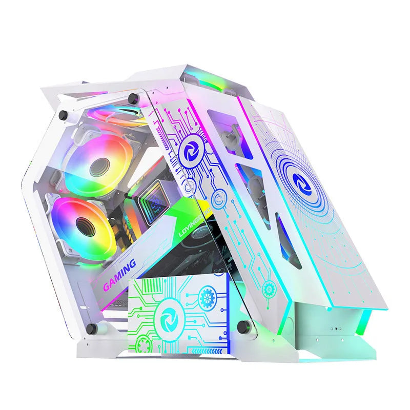 Table-type PC computer case with RGB lighting in coffee table design