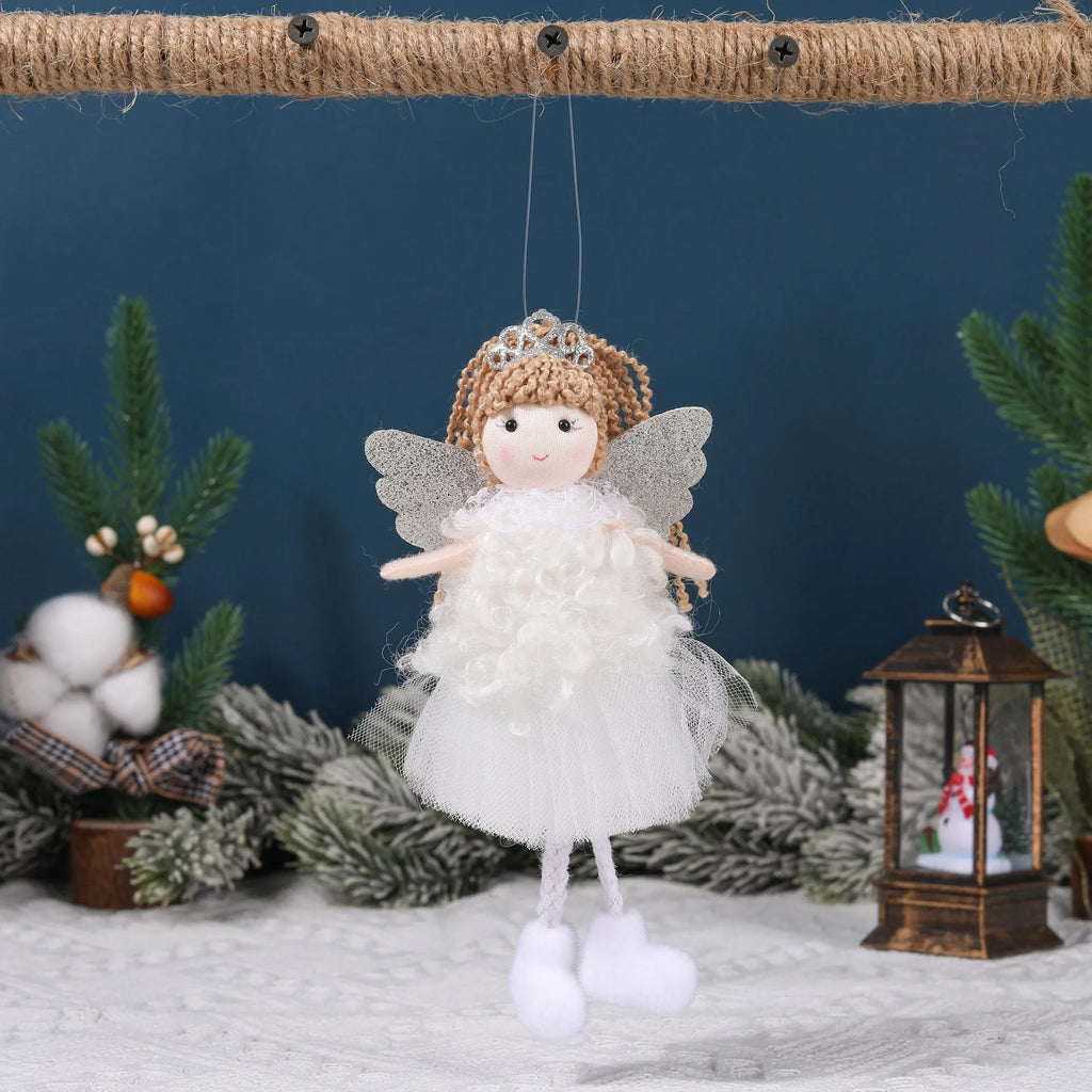 Christmas angel girl pendant high ponytail hair accessory in cloth fabric with cartoon styling
