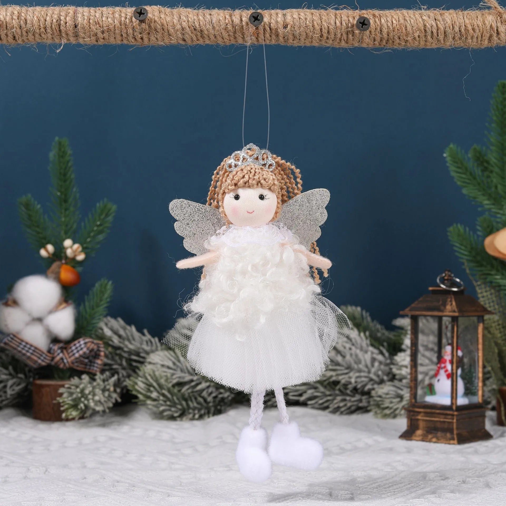 Christmas angel girl pendant high ponytail hair accessory in cloth fabric with cartoon styling