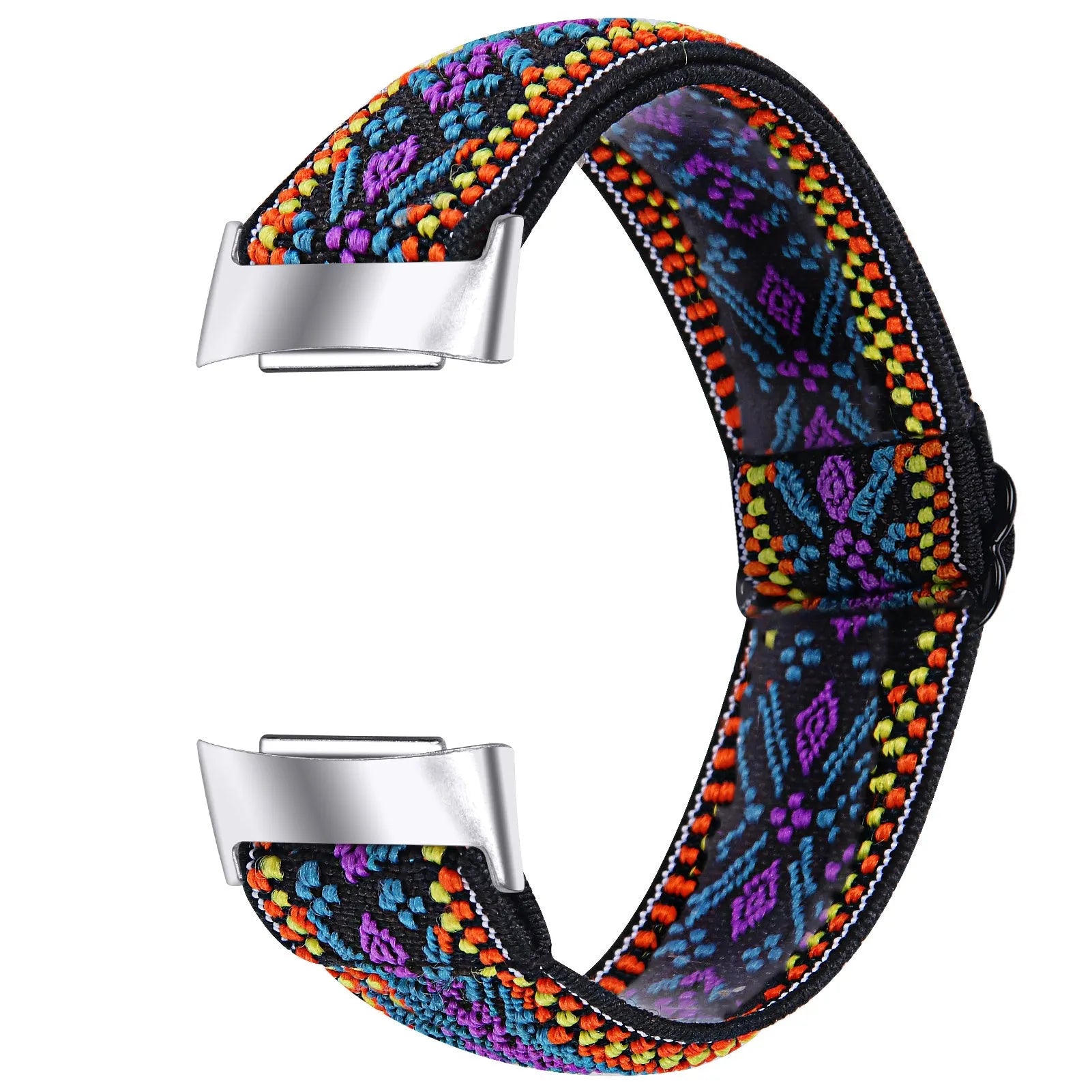 Printed elastic watch strap for Fitbit Charge 6 in various colours including rainbow