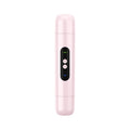Pink and white portable electric armpit hair trimmer with USB charging cable