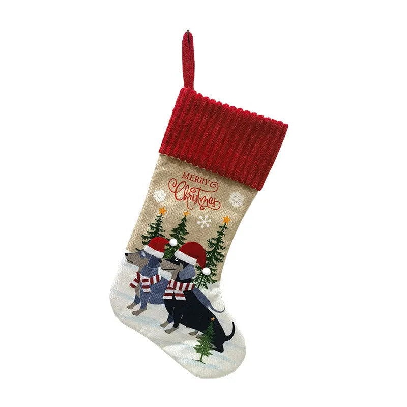 Cloth Christmas tree pendant gift bag in American style, 46cm long.
