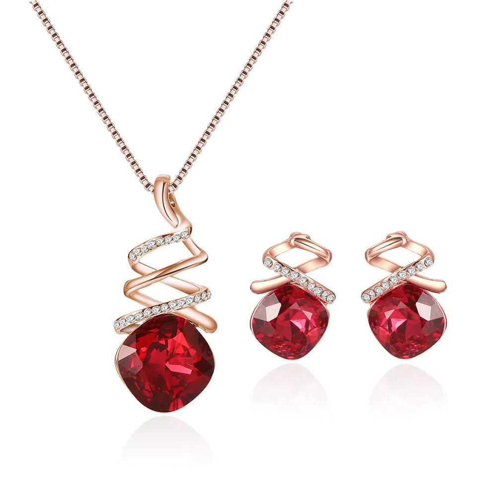 Women's alloy bridal jewellery set with necklace and earrings featuring water wave chain design