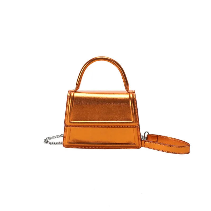 Retro PU leather crossbody shoulder bag in horizontal square shape with sewing line details