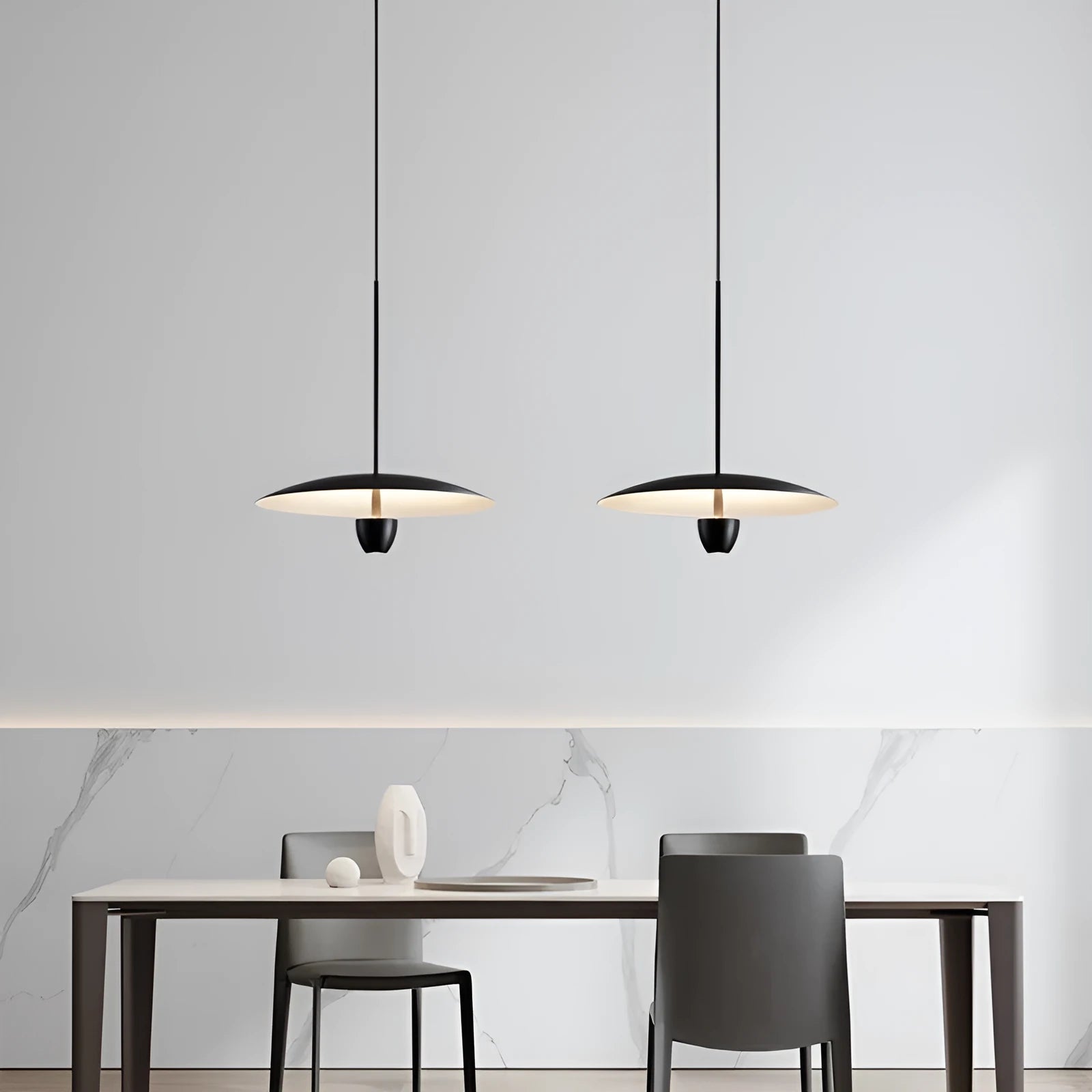 Black modern minimalist ceiling chandelier with 400mm diameter and warm white lighting