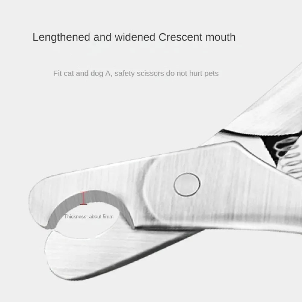 Silver stainless steel professional pet nail clipper with safety guard for dog and cat grooming