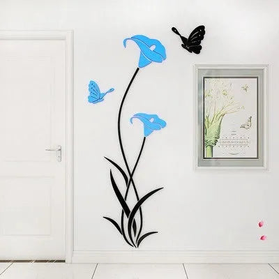 Lily floral 3D acrylic wall sticker in pink colour showing dimensional detail
