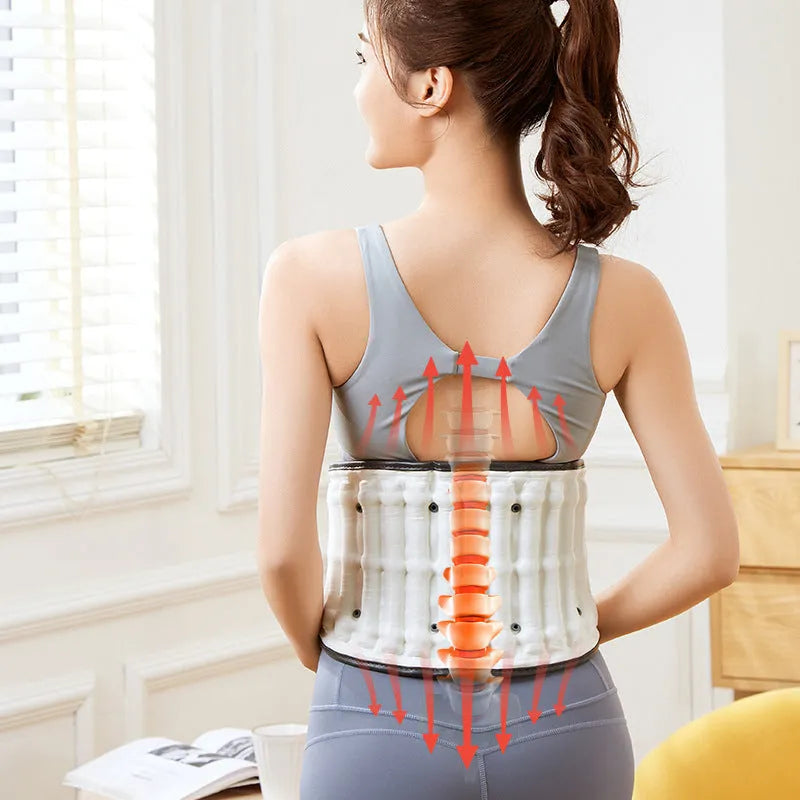 Automatic inflation lumbar support belt in PU material for disc correction