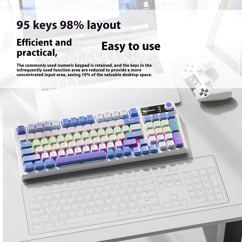 SK15 wired mechanical keyboard for laptops in autumn water blue, black or sunset orange colours