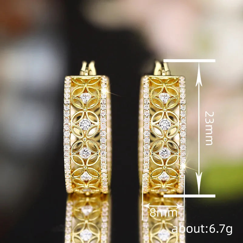 Copper geometric ear clips with horse eye flower butterfly design in yellow gold colour