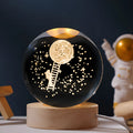 Starry sky luminous crystal ball on wooden base with USB-powered illumination