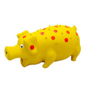 Latex pig-shaped dog chew toy with squeaker for teeth cleaning in assorted colours
