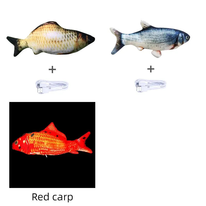 Electronic jumping fish cat toy without cat nip, 30cm multicolour design with USB cable