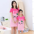 Children's purified cotton short sleeve nightdress in pink with strawberry print for summer