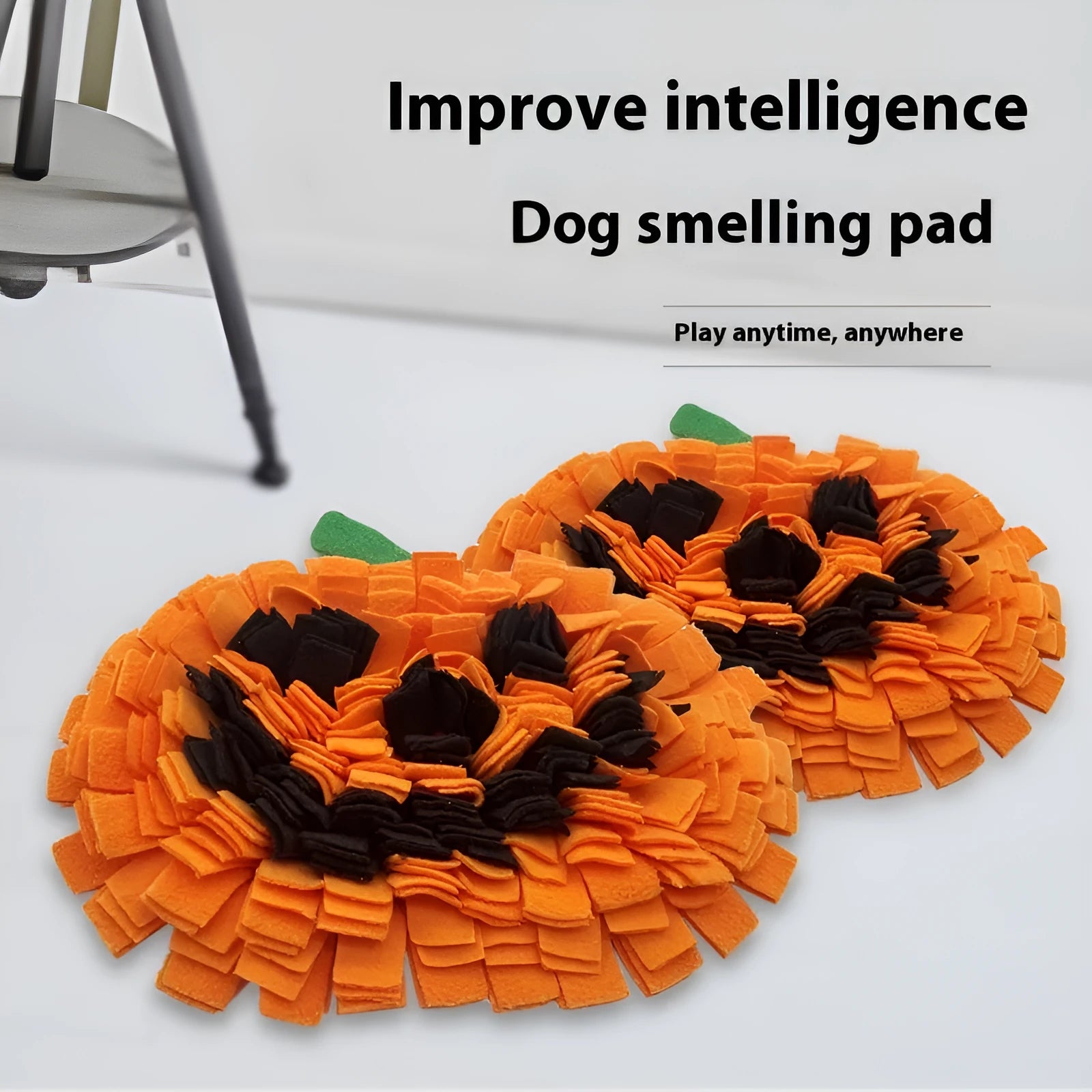 Orange polar fleece pet slow feed scent mat measuring 25cm by 34cm for dog and cat training