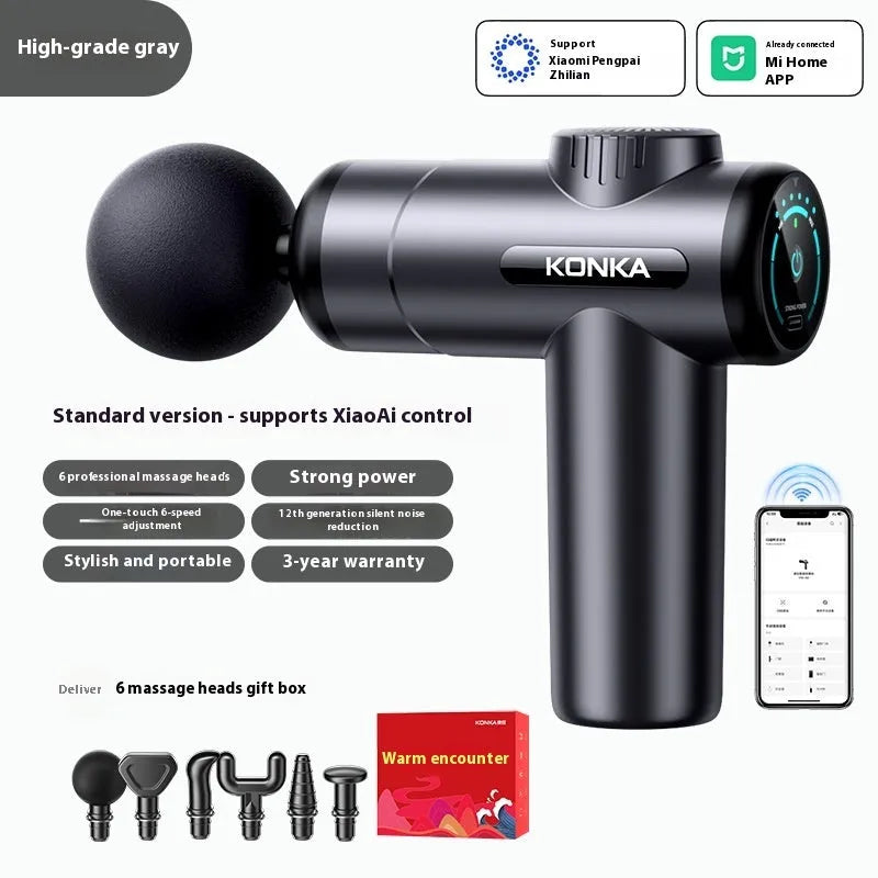Konka V19 professional electric mini massage gun with multiple massage head attachments