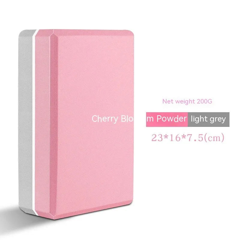 High-density EVA yoga block in a selection of solid colours and printed designs.