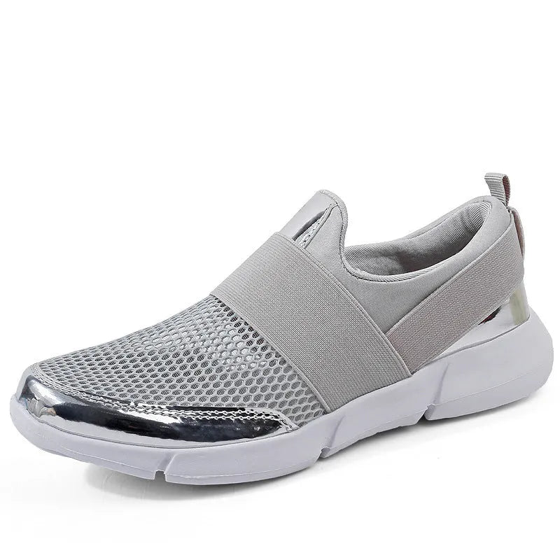 Women's low-cut breathable mesh sneakers in blue, black, or grey with PU midsole