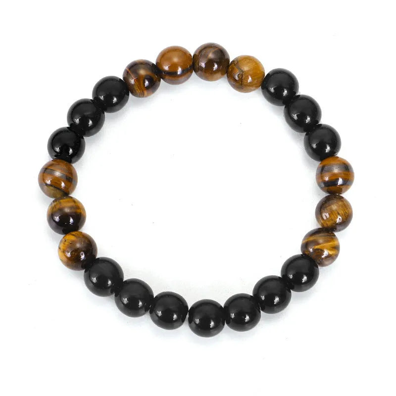 Tiger eye stone tassel pendant necklace bracelet with drop shape design and ball bead chain