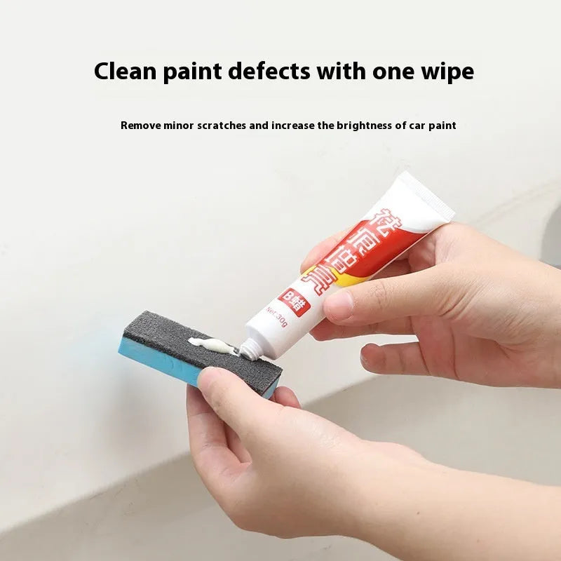 Car repair wax kit containing scratch removal A wax, brightening B wax, and frosted sponge applicator for automotive paint