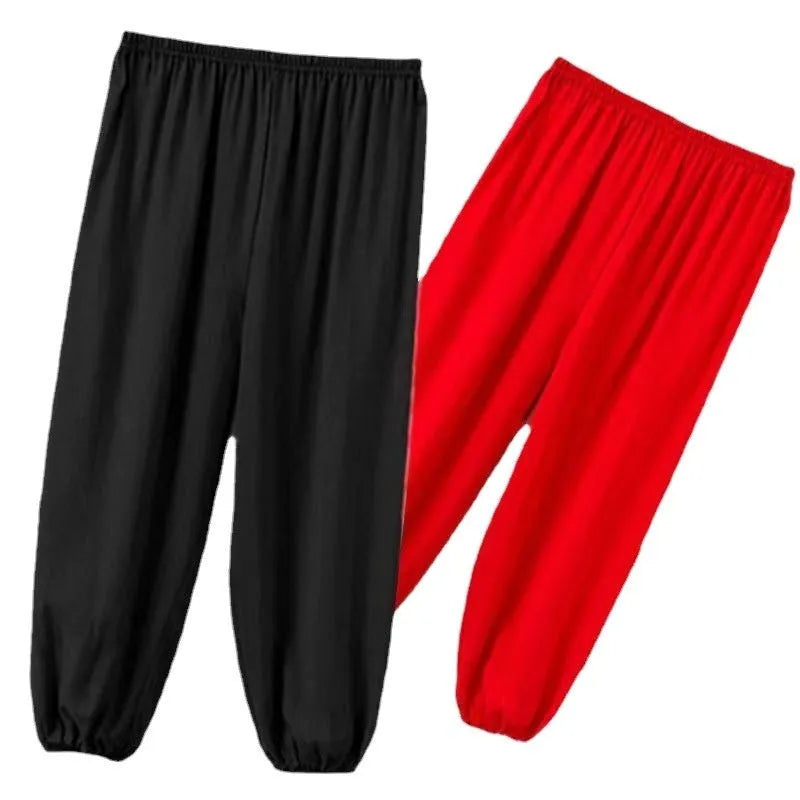Children's black high elasticity practice trousers for Sanda martial arts training