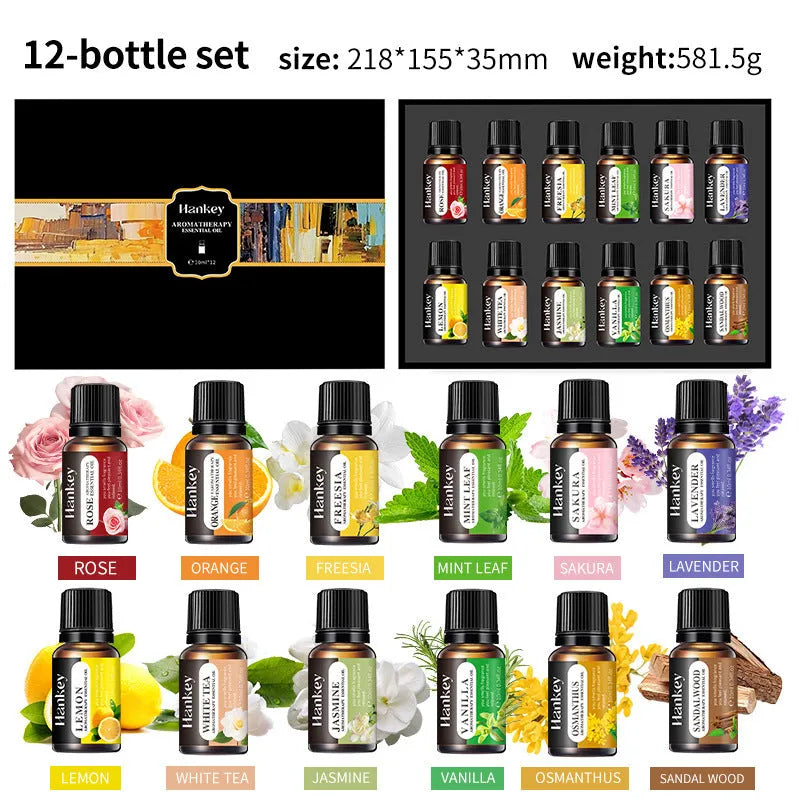 Boxed water-soluble aromatherapy essential oil sets in multiple pack sizes