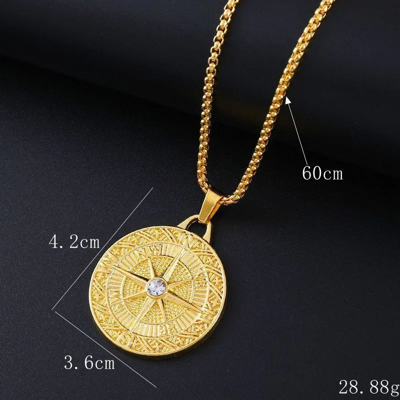 Geometric gold necklace with inlaid zircon stones showing diamond-cut treatment