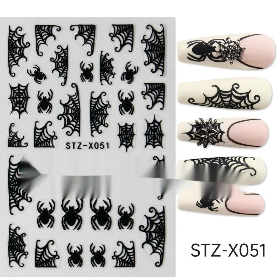 Black and silver strip cartoon nail art stickers on plastic patch