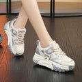Men's thick-soled leather casual shoes with wedge heel in black and white colour.