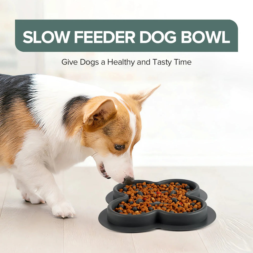 A blue silicone pet licking mat with a textured surface and non-slip base for slow feeding cats and dogs.