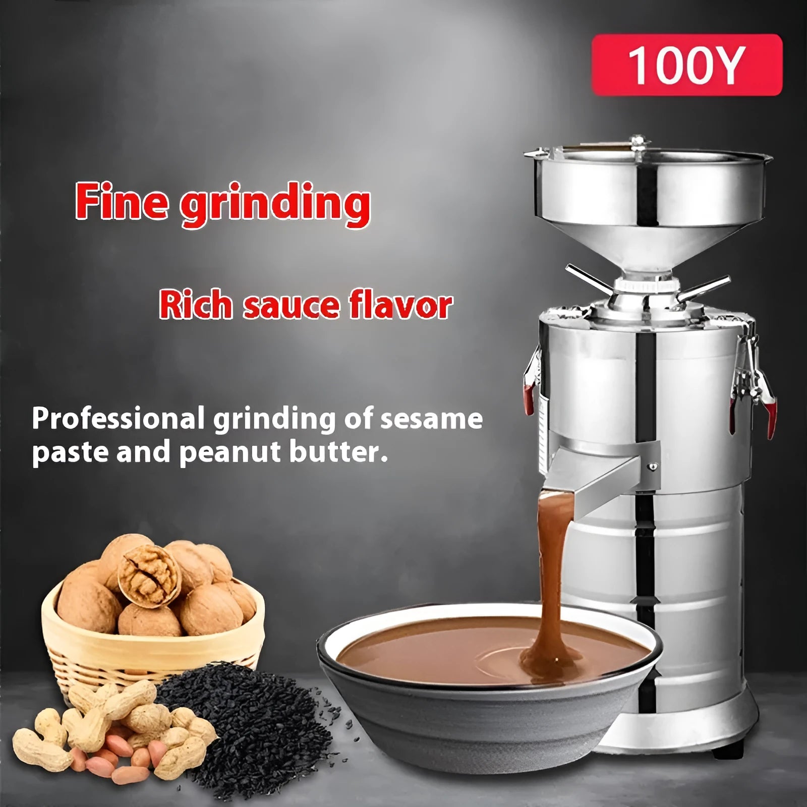 Stainless steel electric sesame paste grinding machine with 100mm grinding wheel for household use