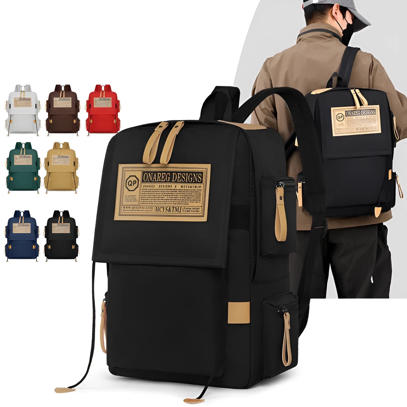Large capacity multi-pocket waterproof oxford cloth travel backpack 28x43x14.5cm