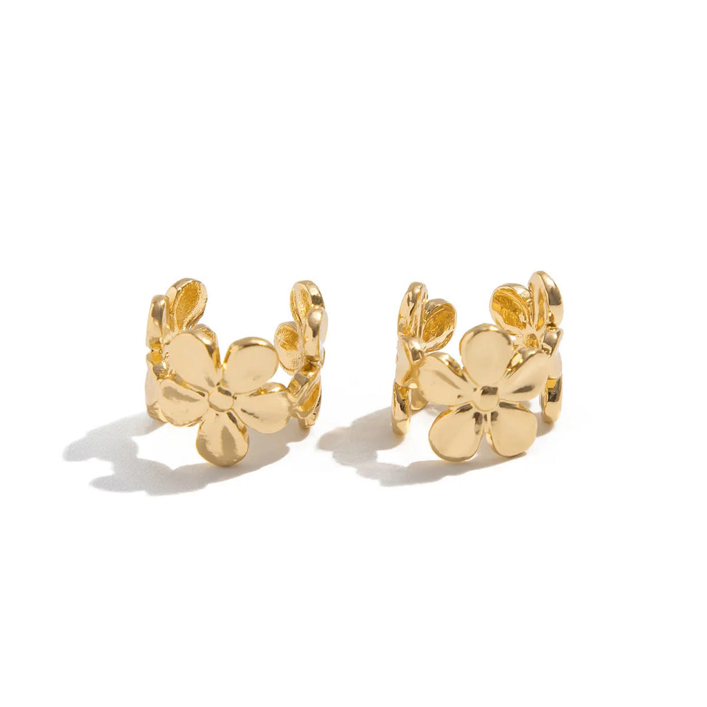 Gold starfish and scallop drop earrings with conch details on alloy hooks