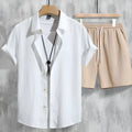 Men's Hawaiian 3D printed short sleeve shirt and matching shorts outfit set