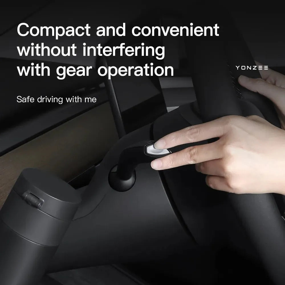 Plastic dashboard cup holder for left-hand drive Tesla Model 3 and Model Y cars.