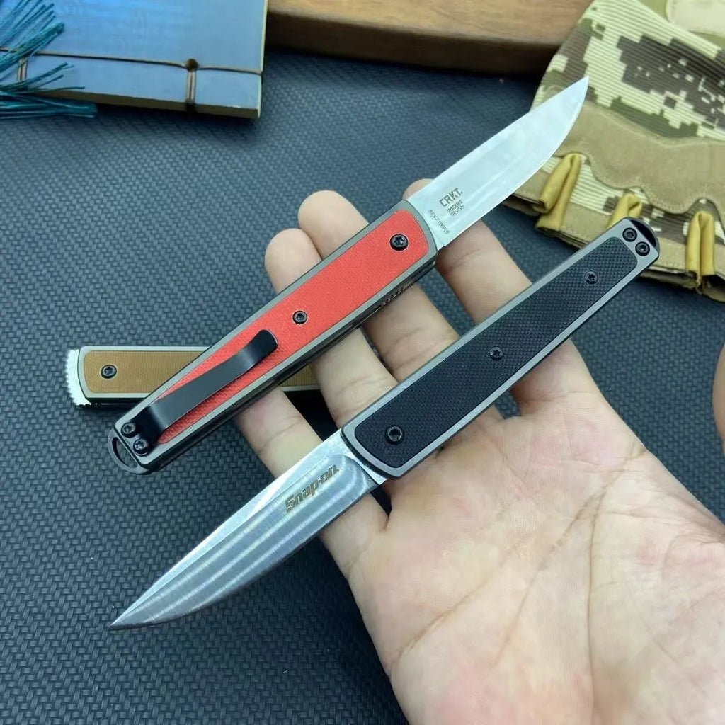 CRKT 7190 folding fruit knife in black with measurements showing 17cm total length