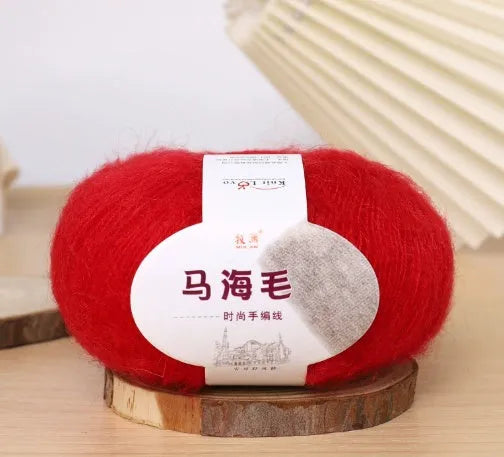 Mohair wool ball for DIY scarf kit with 34 colour options including white, grey, pink and blue